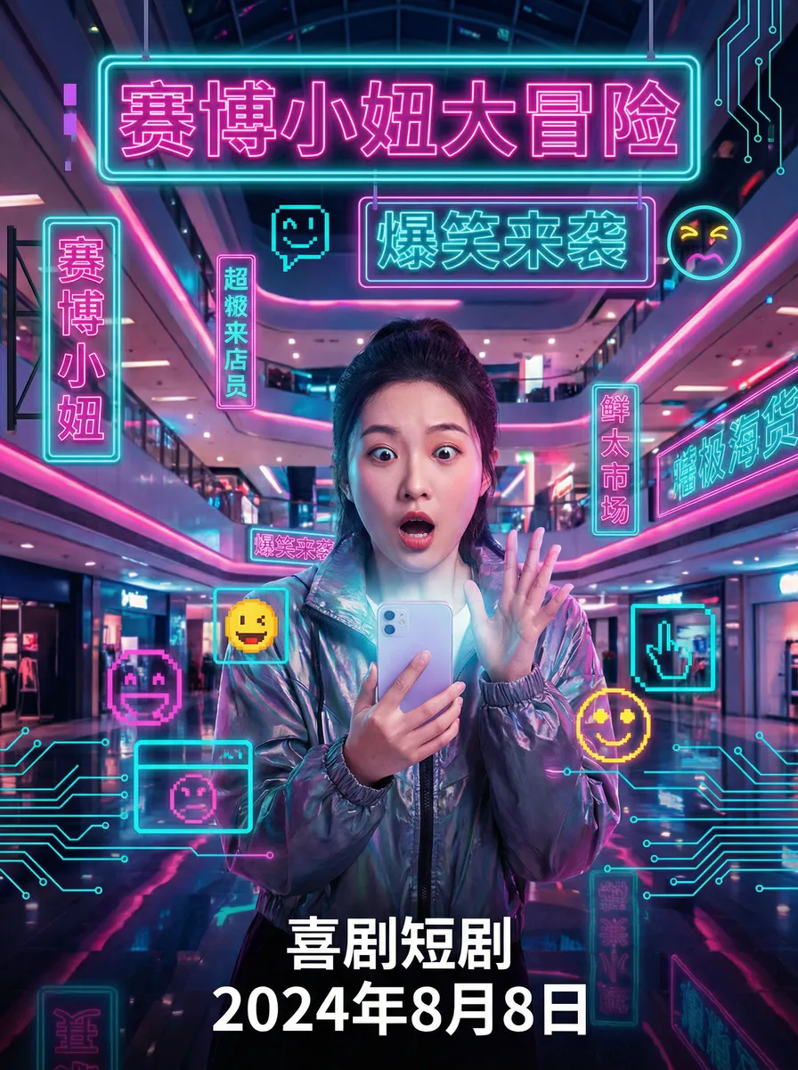 大江大河所有演员表 搞笑喜剧短剧 - 赛博小妞大冒险海报